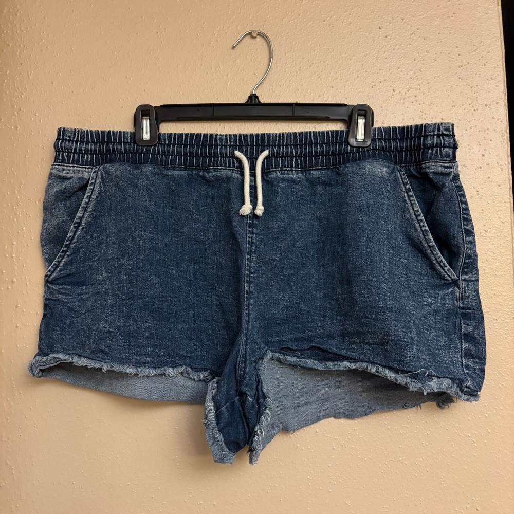 Casual Denim-Blue Women's Drawstring Shorts